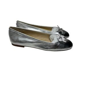 Sam Edelman Felicia Luxe Ballet Flat in Soft Silver Leather 6.5
